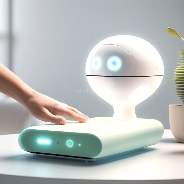 Child playing with AI toy robot